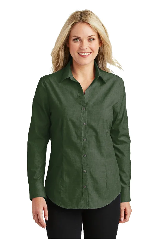 Weekend Bargains Just for You Port Authority Womens Easy Care Wrinkle Resistant Long Sleeve Button Down Shirt - Dark Cactus Green - Closeout Weekend Bargains Just for You Port Authority Womens Easy Care Wrinkle Resistant Long Sleeve Button Down Shirt - Dark Cactus Green - Closeout