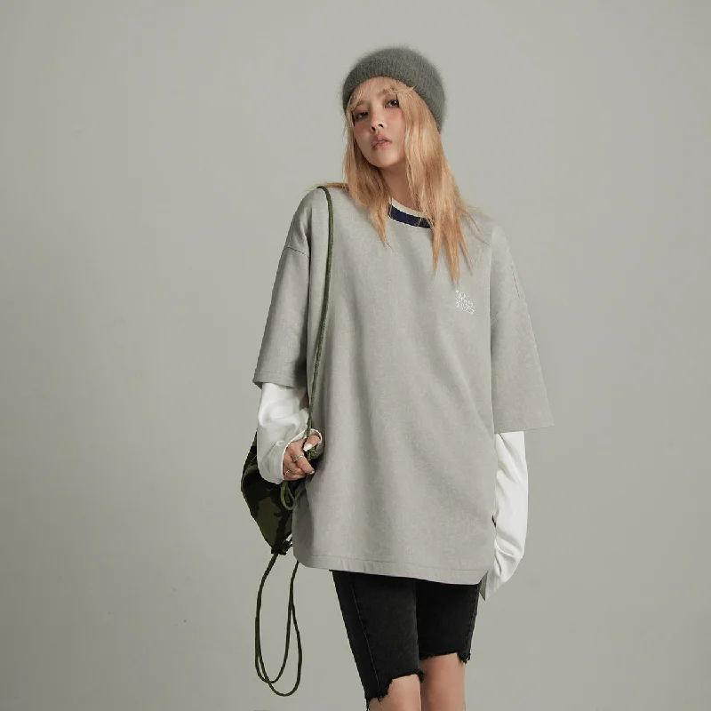Don't Miss Out Embroidered Logo Oversized T-Shirt