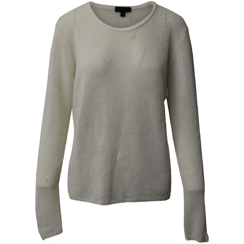 Weekend Discounts to Relish Burberry Net Long Sleeve Shirt in Cream Wool
